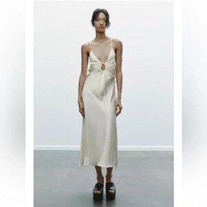 ZARA SATIN EFFECT CUT OUT DRESS